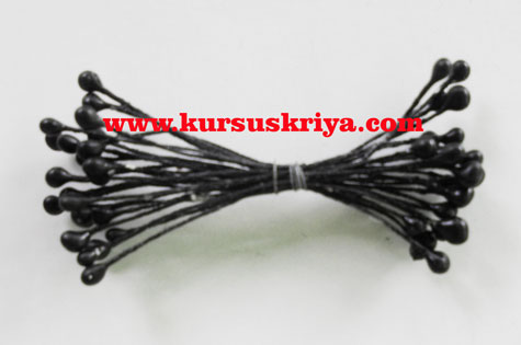 Putik bunga imitasi 2 mm warna hitam isi 48 pcs (MBS044)