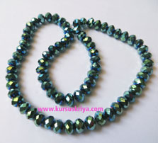 Manik Gelas Bulat Facet, Biru Metalik (BAW0391)