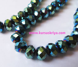 Manik Gelas Bulat Facet, Biru Metalik (BAW0391) - Image 2