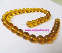 Manik Gelas Bulat 10 mm, Kuning Ochre (BAW0385)