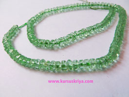 Manik gelas bulat pipih light green clear