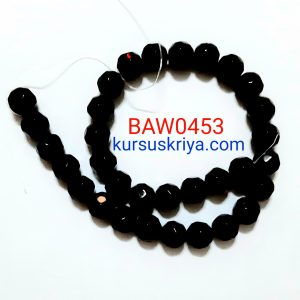 Manik kaca ceko bulat facet hitam 10 mm