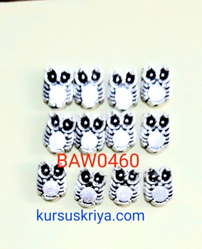 Manik-manik logam burung hantu per lusin (BAW0460) - Image 2