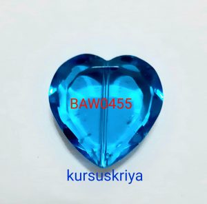 Manik kaca bentuk hati 2 cm navy blue