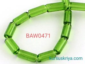 Manik kaca tabung 10 mm light green