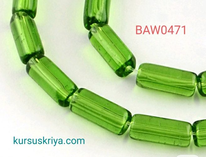 Manik kaca tabung 10 mm light green