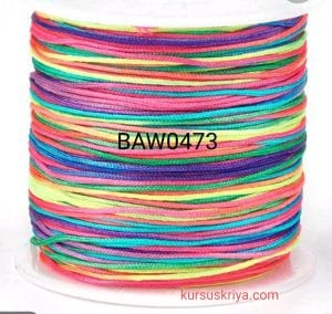 Tali cord nilon 0,8 mm warna pelangi