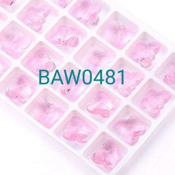 Manik kaca 14 mm kupu kupu pink
