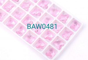 Manik kaca 14 mm kupu kupu pink