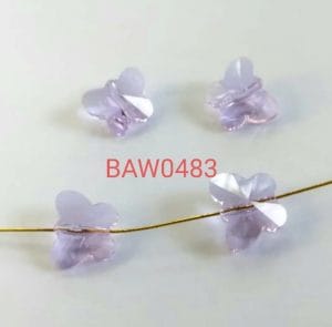 Manik kristal 14 mm bentuk kupu light amethyst