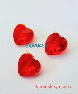 Manik kristal austria hati red siam 14 mm