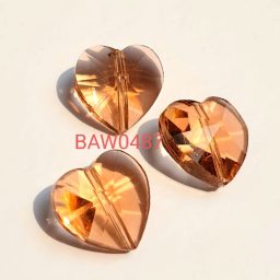Manik manik kristal hati 14 mm pink salem