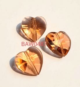 Manik manik kristal hati 14 mm pink salem