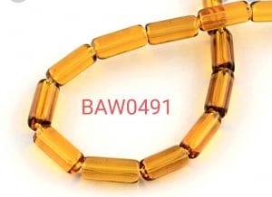 Manik kaca tabung oker 15 X 6 mm