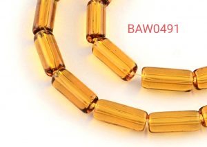 Manik kaca tabung 15 X 6 mm oker