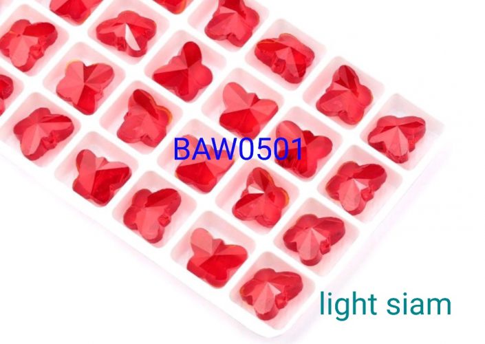 Manik kristal austria kupu-kupu facet 14 mm light siam