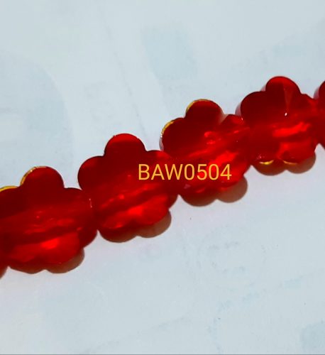 Manik-manik kaca flower facet 10 mm red