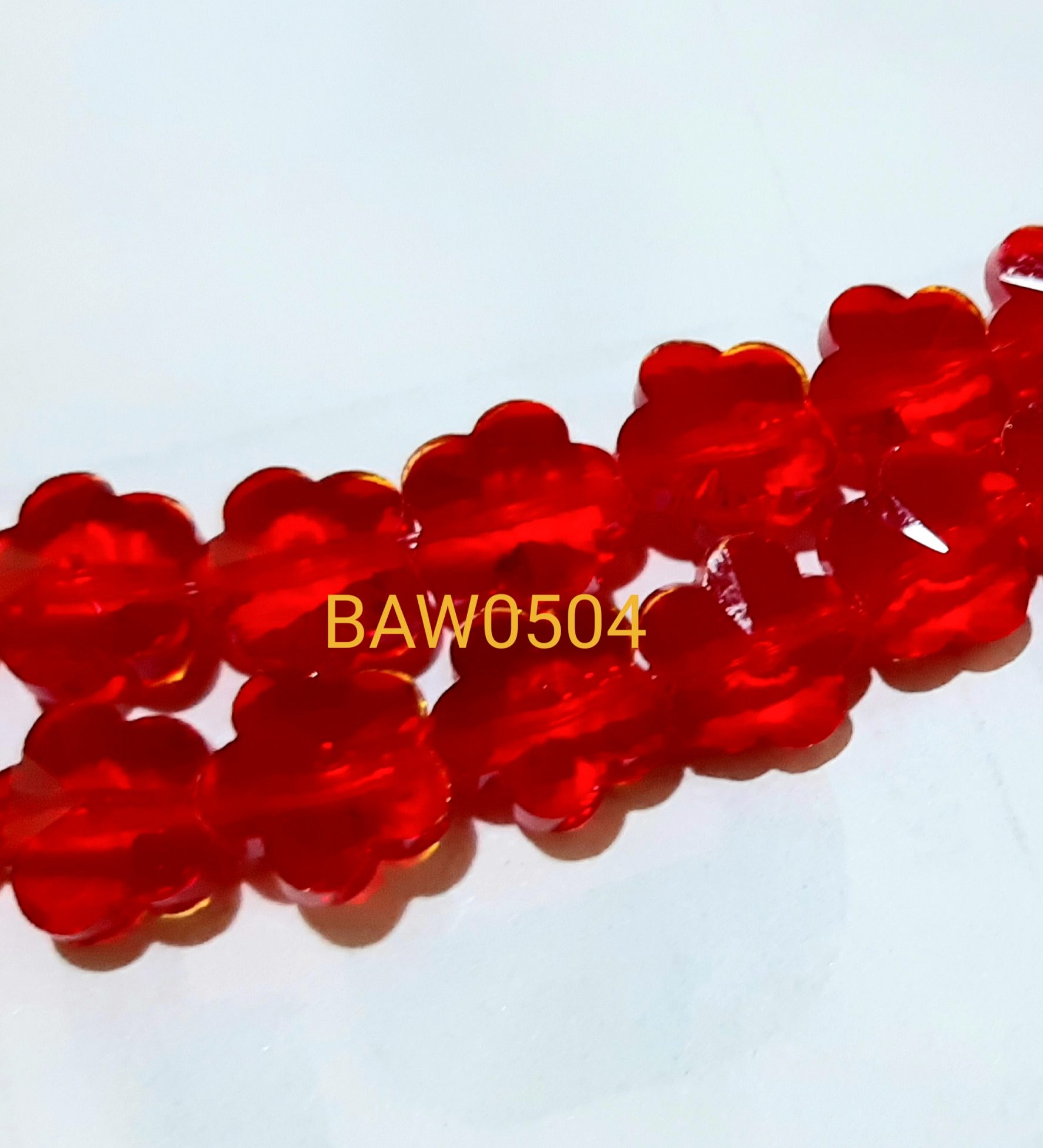 Manik kaca flower facet 10 mm red