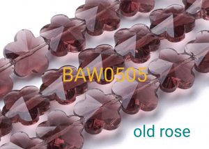 Manik kaca flower facet 10 mm old rose