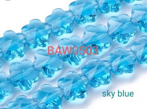 Manik kaca flower facet 10 mm sky blue