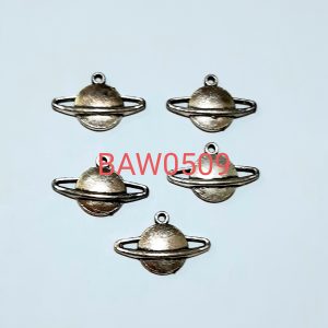 Planet saturn pendant antique silver 5 pcs