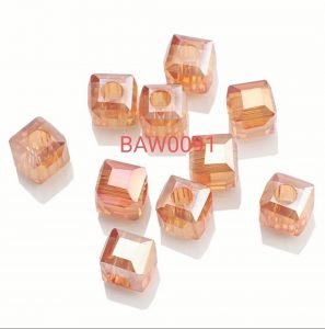 Manik kristal kotak 6 mm pink clear AB
