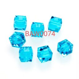 Manik kristal kotak 6 mm warna sky blue clear per lusin (BAW0074)