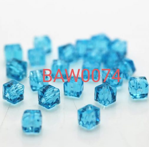 Manik kristal kotak 6 mm warna sky blue clear per lusin (BAW0074) - Image 3