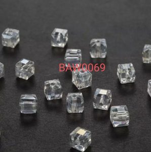 Manik kristal kotak 6 mm white clear