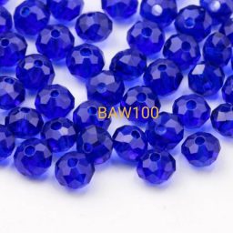 Manik-manik kristal bulat facet 4 mm dark blue