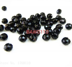 Manik kristal bulat facet 4 mm black solid
