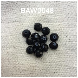 Manik kristal bulat oval facet 10 mm hitam solid (BAW0048)