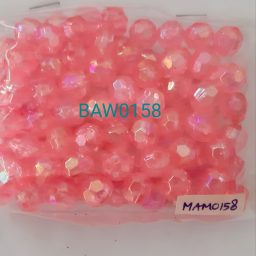 Manik plastik bulat facet 8 mm pink AB