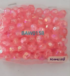 Manik plastik bulat facet 8 mm pink AB