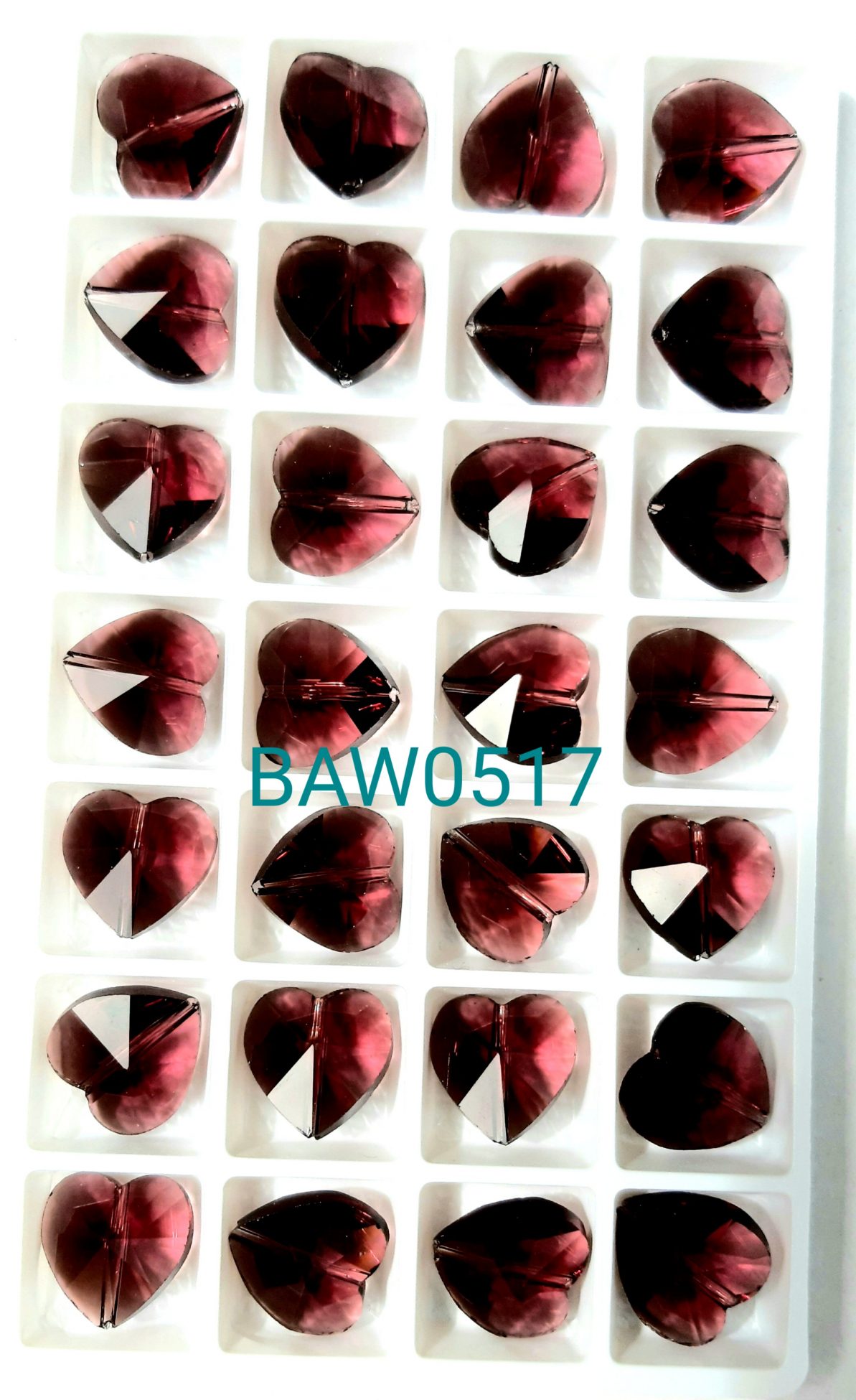 Manik kristal hati 14 mm purple isi 28 pcs