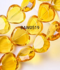 Manik kaca hati besar 2 cm warna orange