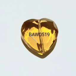 Manik kaca hati besar 2 cm warna dark yellow