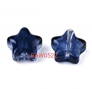 Manik kaca 8 mm bentuk bintang warna prussian blue