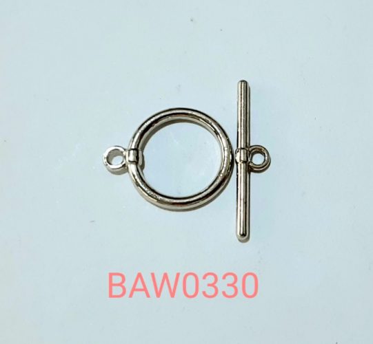 Clasp toggle metal silver 14 mm