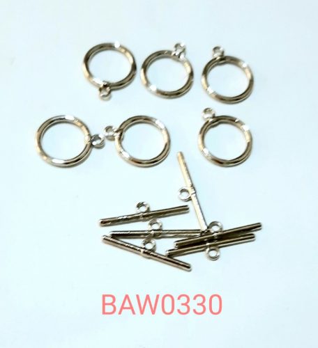 Clasp toggle metal silver 14 mm