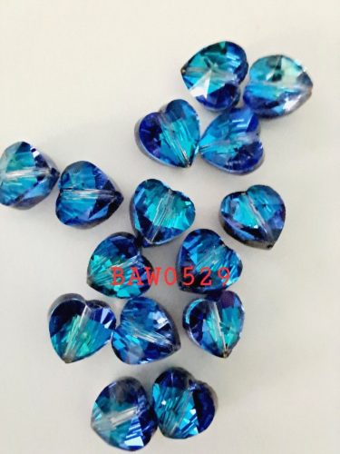 Manik-manik kaca hati 10 mm warna biru facet (BAW0529) - Image 3