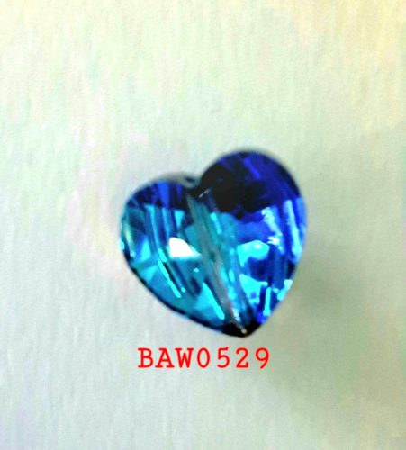 Manik-manik kaca hati 10 mm warna biru facet (BAW0529) - Image 4