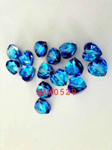Manik-manik kaca hati 10 mm warna biru facet (BAW0529) - Image 2