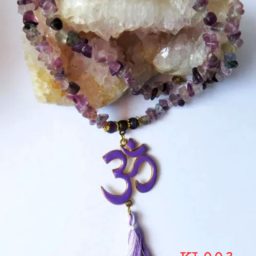 Kalung batu fluorite liontin om warna violet