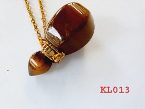 Kalung liontin botol parfume tiger eye rantai gold
