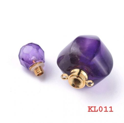 Kalung liontin botol parfume amethyst hati rantai silver