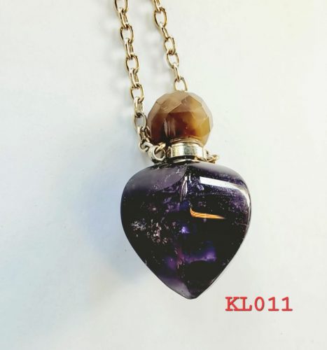 Kalung liontin botol parfume amethyst hati rantai silver