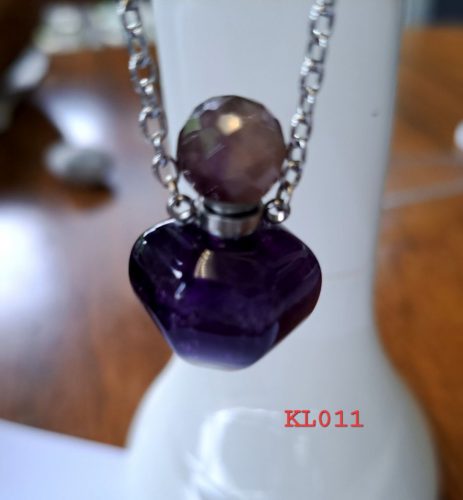 Kalung liontin botol parfume amethyst hati rantai silver
