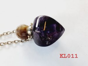 Kalung liontin botol parfume amethyst hati rantai silver