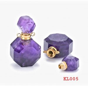 Kalung liontin botol parfume natural amethyst rantai gold